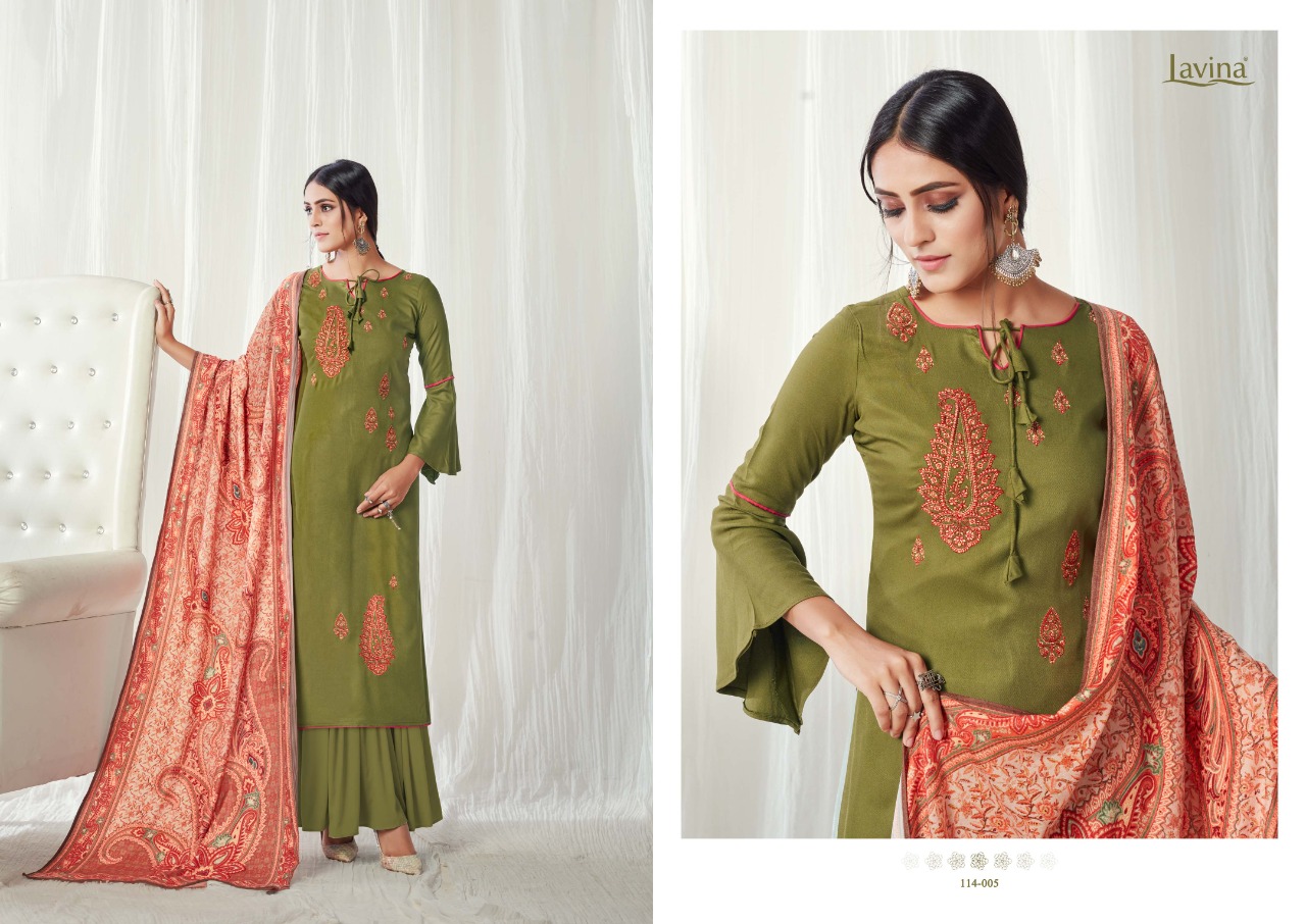 Lavina Launching Lavina Vol 114 Pashmina Embroidery Work Exclusive Winter Collections For Suits