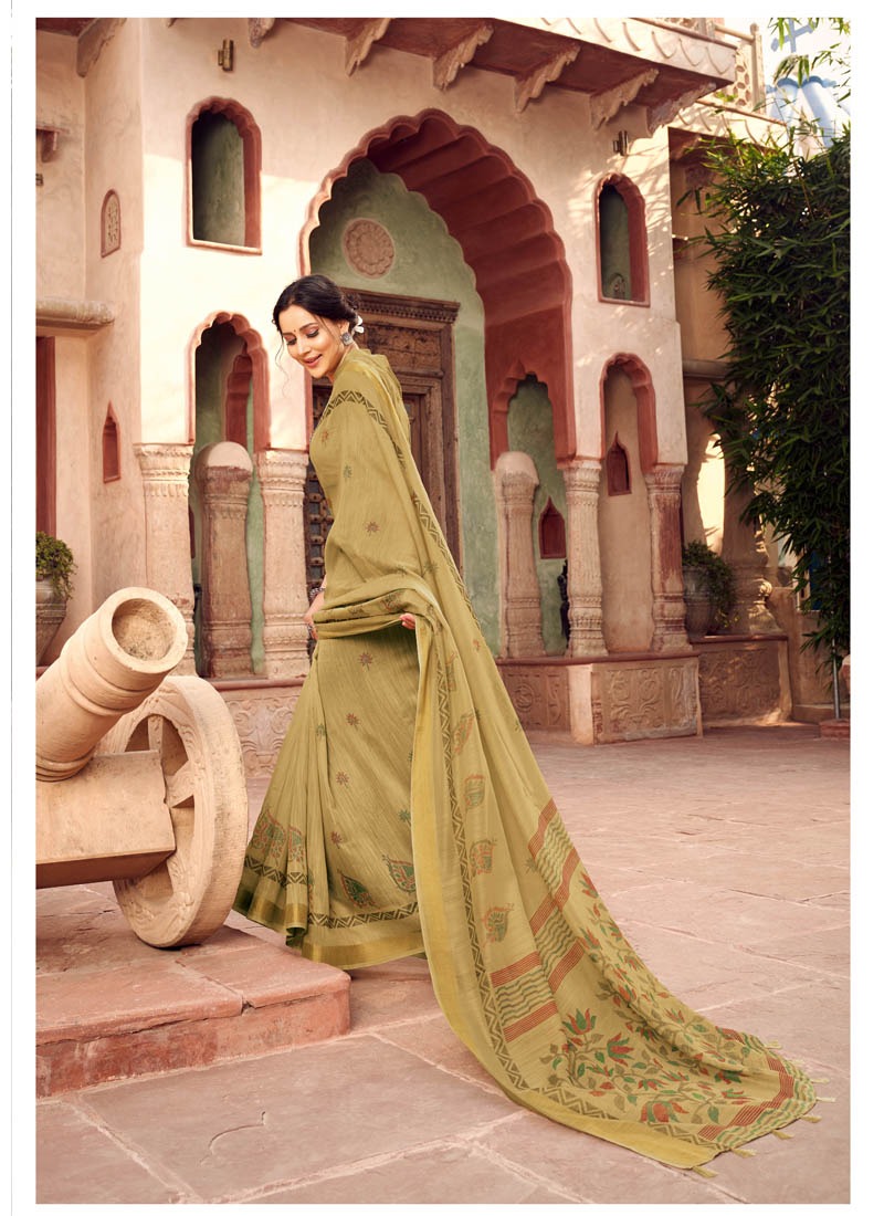 Lifestyle Vivanta Cotton Vol 2 Linen Fancy Cotton Print Ethnic Wear Saree Catalogs Wholesaler