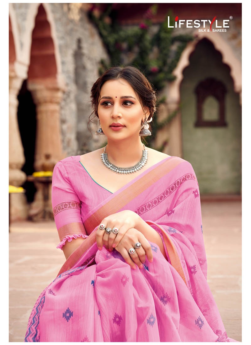 Lifestyle Vivanta Cotton Vol 2 Linen Fancy Cotton Print Ethnic Wear Saree Catalogs Wholesaler