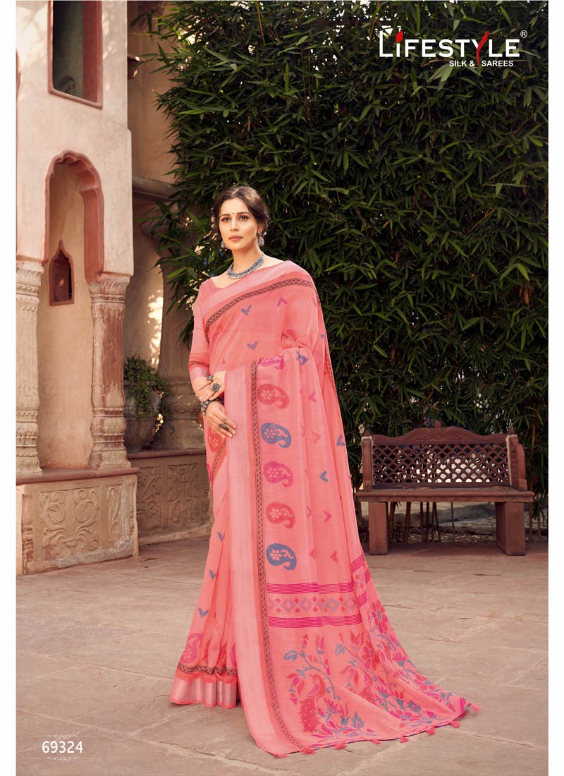 Lifestyle Vivanta Cotton Vol 2 Linen Fancy Cotton Print Ethnic Wear Saree Catalogs Wholesaler