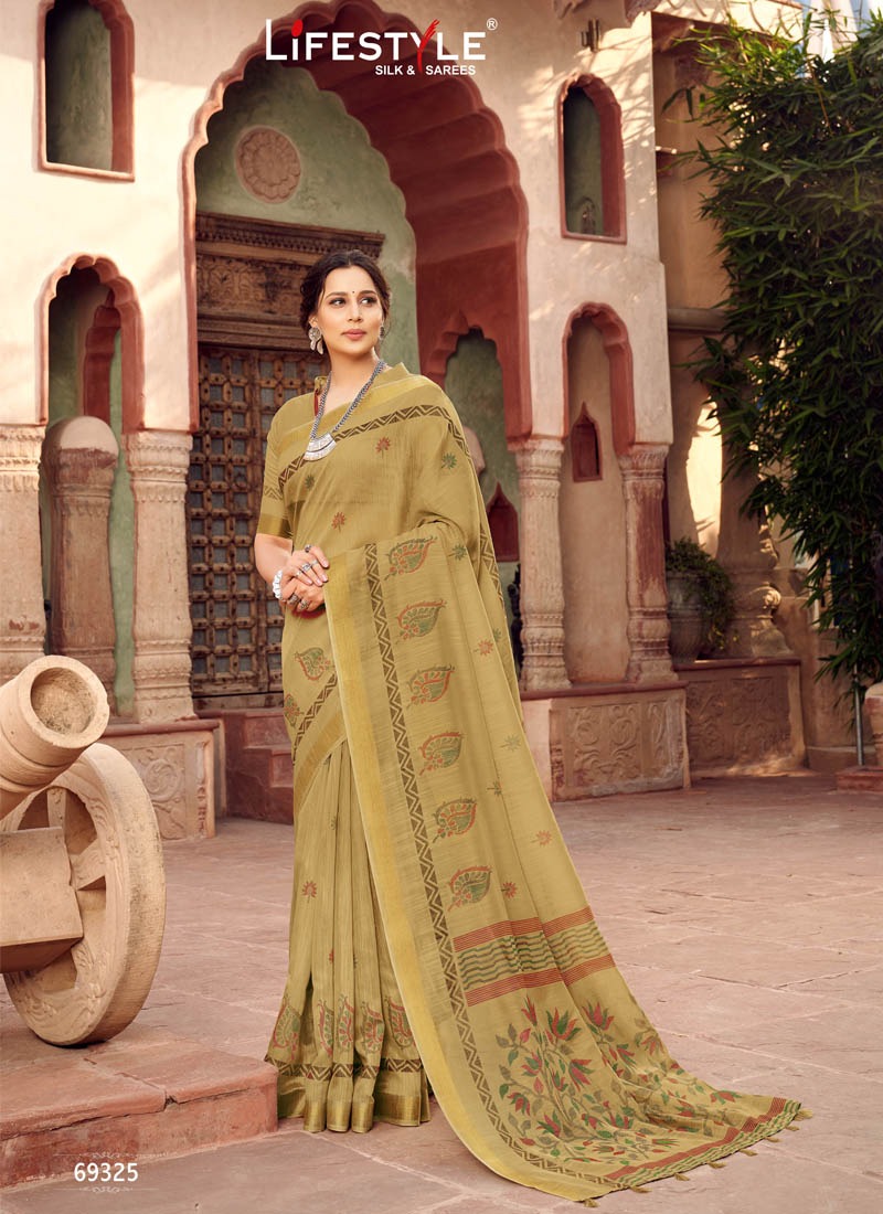 Lifestyle Vivanta Cotton Vol 2 Linen Fancy Cotton Print Ethnic Wear Saree Catalogs Wholesaler