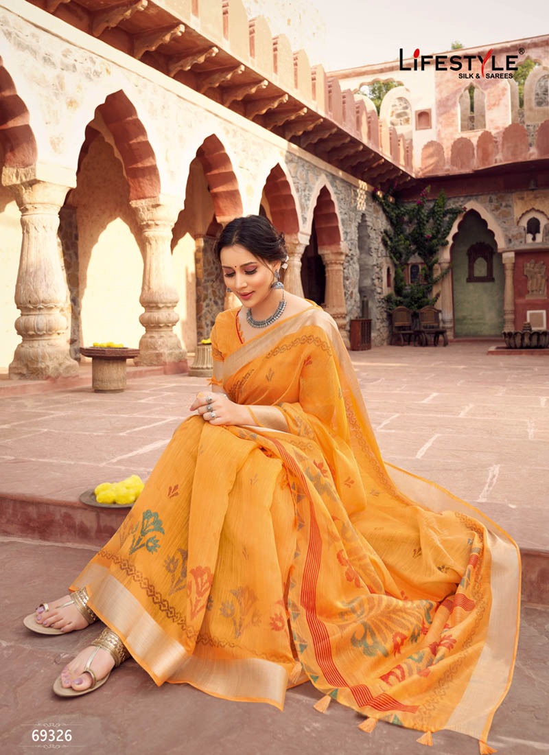 Lifestyle Vivanta Cotton Vol 2 Linen Fancy Cotton Print Ethnic Wear Saree Catalogs Wholesaler