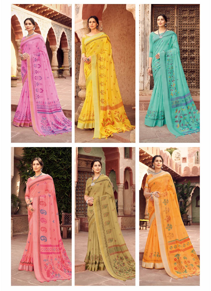 Lifestyle Vivanta Cotton Vol 2 Linen Fancy Cotton Print Ethnic Wear Saree Catalogs Wholesaler