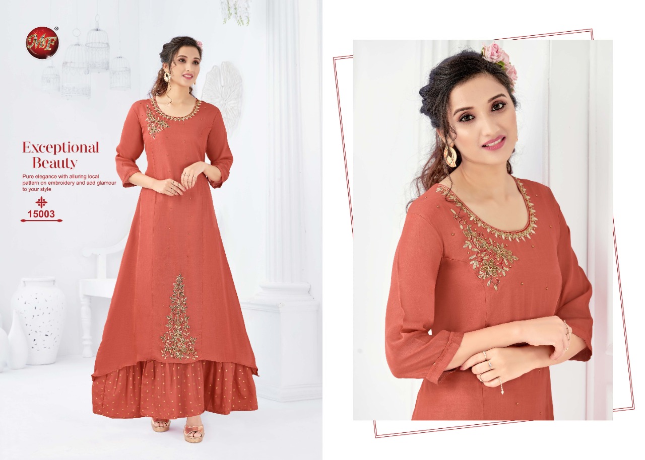 M F Presents Festival New Style Fancy Kurti With Long Inner Online Supplier In Surat Market