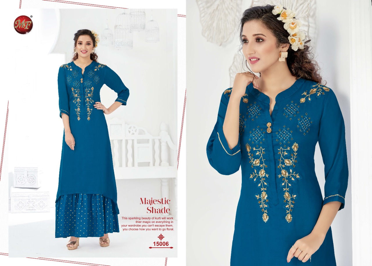 M F Presents Festival New Style Fancy Kurti With Long Inner Online Supplier In Surat Market
