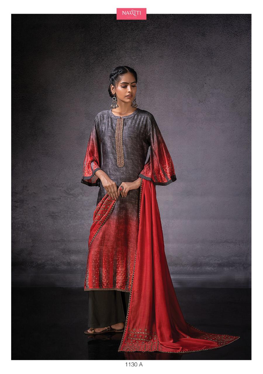 Naariti Launch Dor Muslin Silk With Digital Print Embroidery Work Heavy Suits Exporter