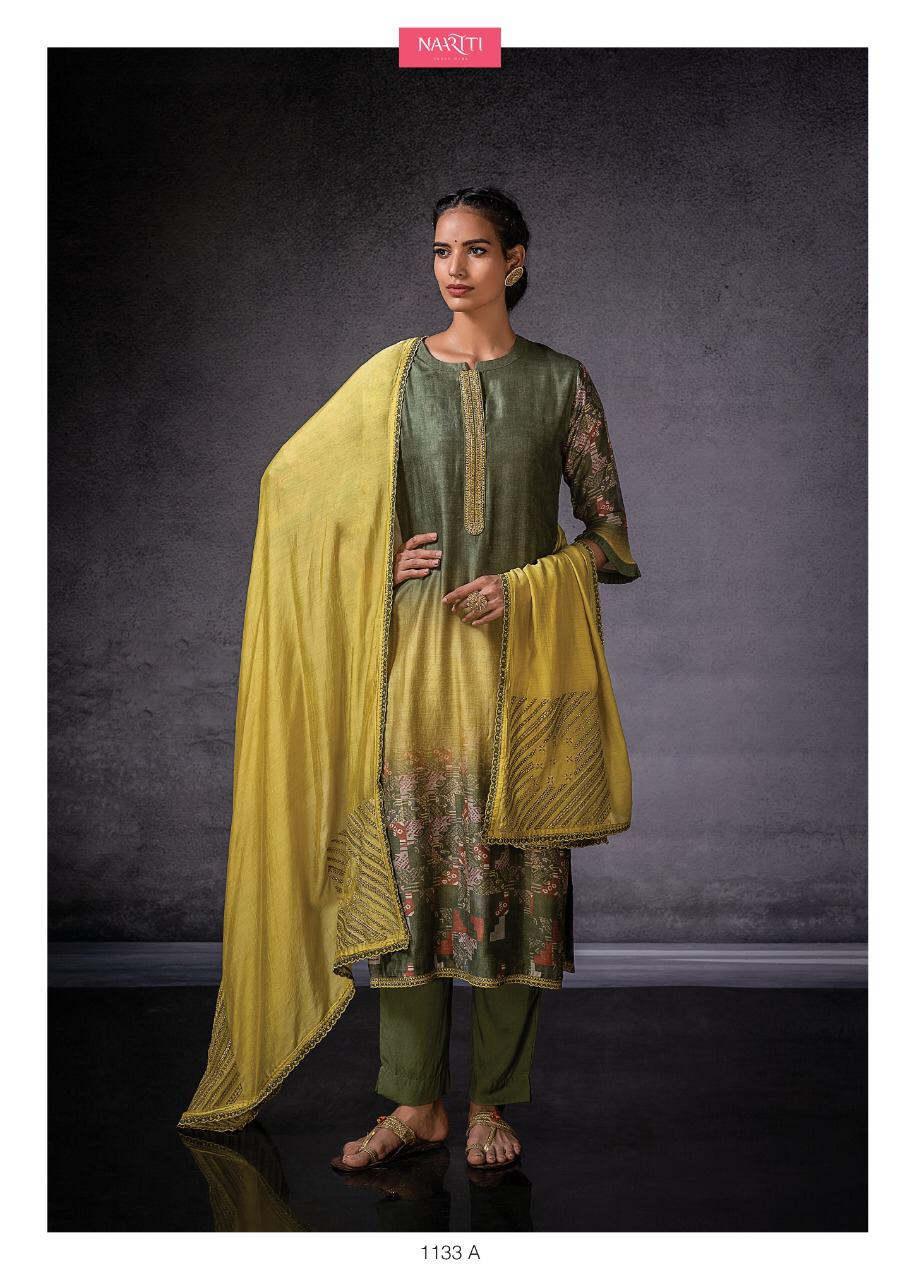 Naariti Launch Dor Muslin Silk With Digital Print Embroidery Work Heavy Suits Exporter