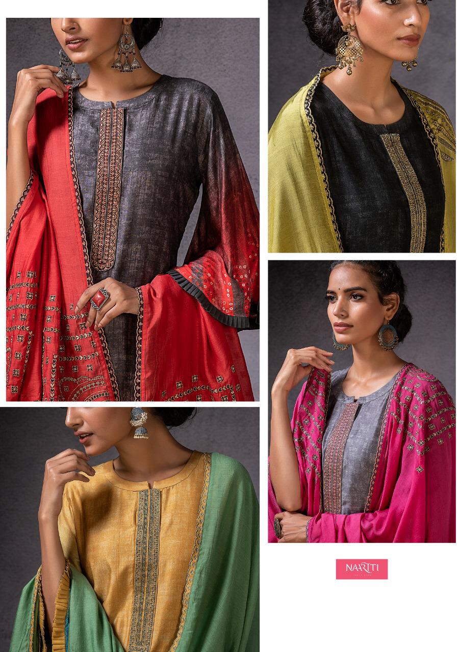 Naariti Launch Dor Muslin Silk With Digital Print Embroidery Work Heavy Suits Exporter