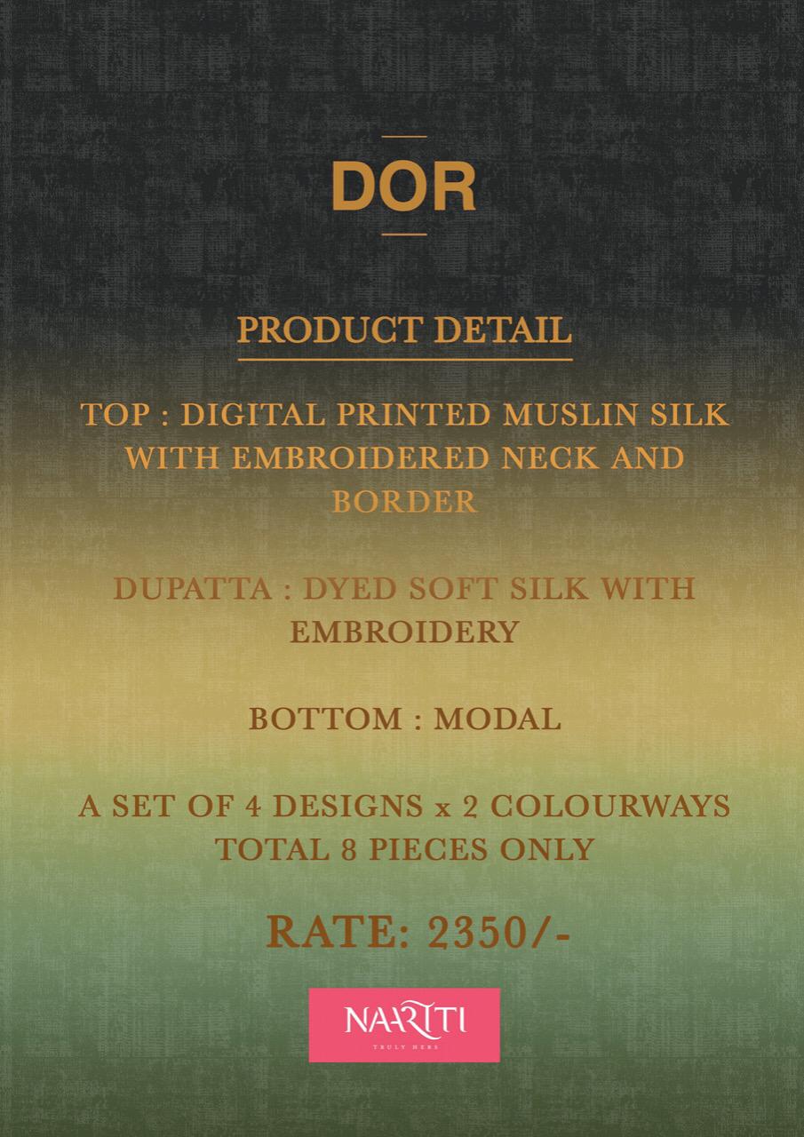 Naariti Launch Dor Muslin Silk With Digital Print Embroidery Work Heavy Suits Exporter