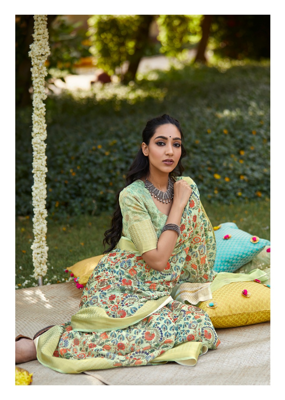 Niharika Digital By Shangrila Soft Linen With Zari Border Saree At Authorized Seller