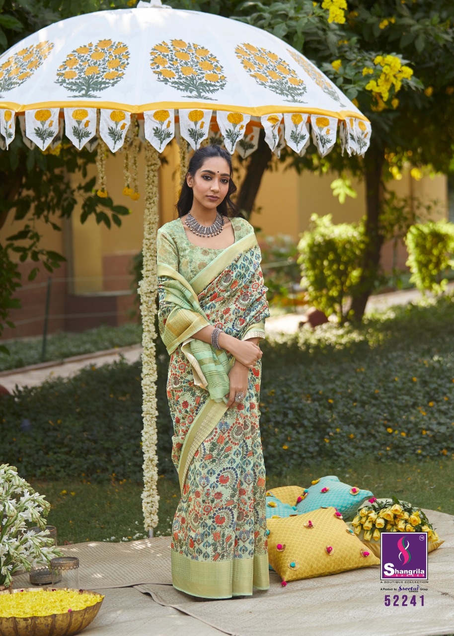 Niharika Digital By Shangrila Soft Linen With Zari Border Saree At Authorized Seller