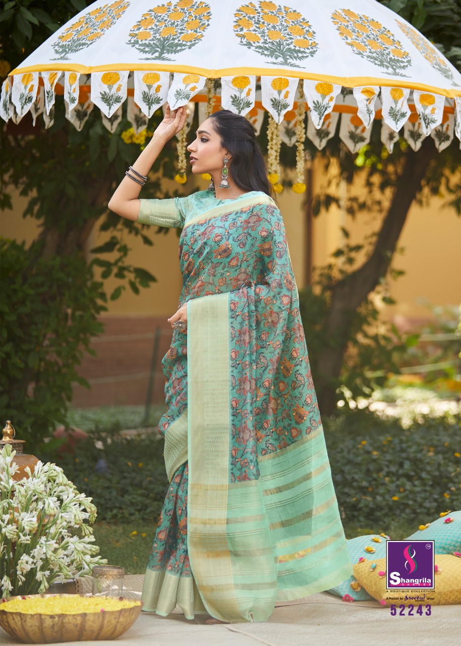 Niharika Digital By Shangrila Soft Linen With Zari Border Saree At Authorized Seller