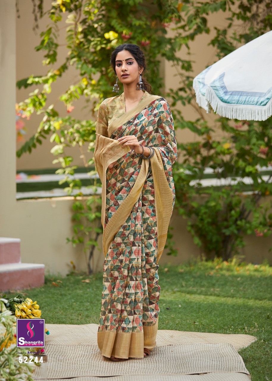 Niharika Digital By Shangrila Soft Linen With Zari Border Saree At Authorized Seller