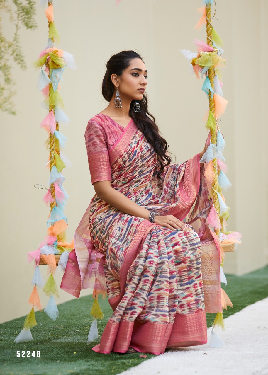 Niharika Digital By Shangrila Soft Linen With Zari Border Saree At Authorized Seller