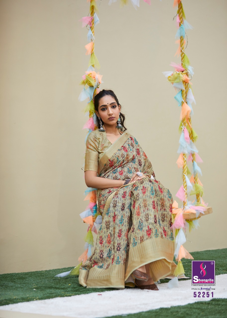 Niharika Digital By Shangrila Soft Linen With Zari Border Saree At Authorized Seller
