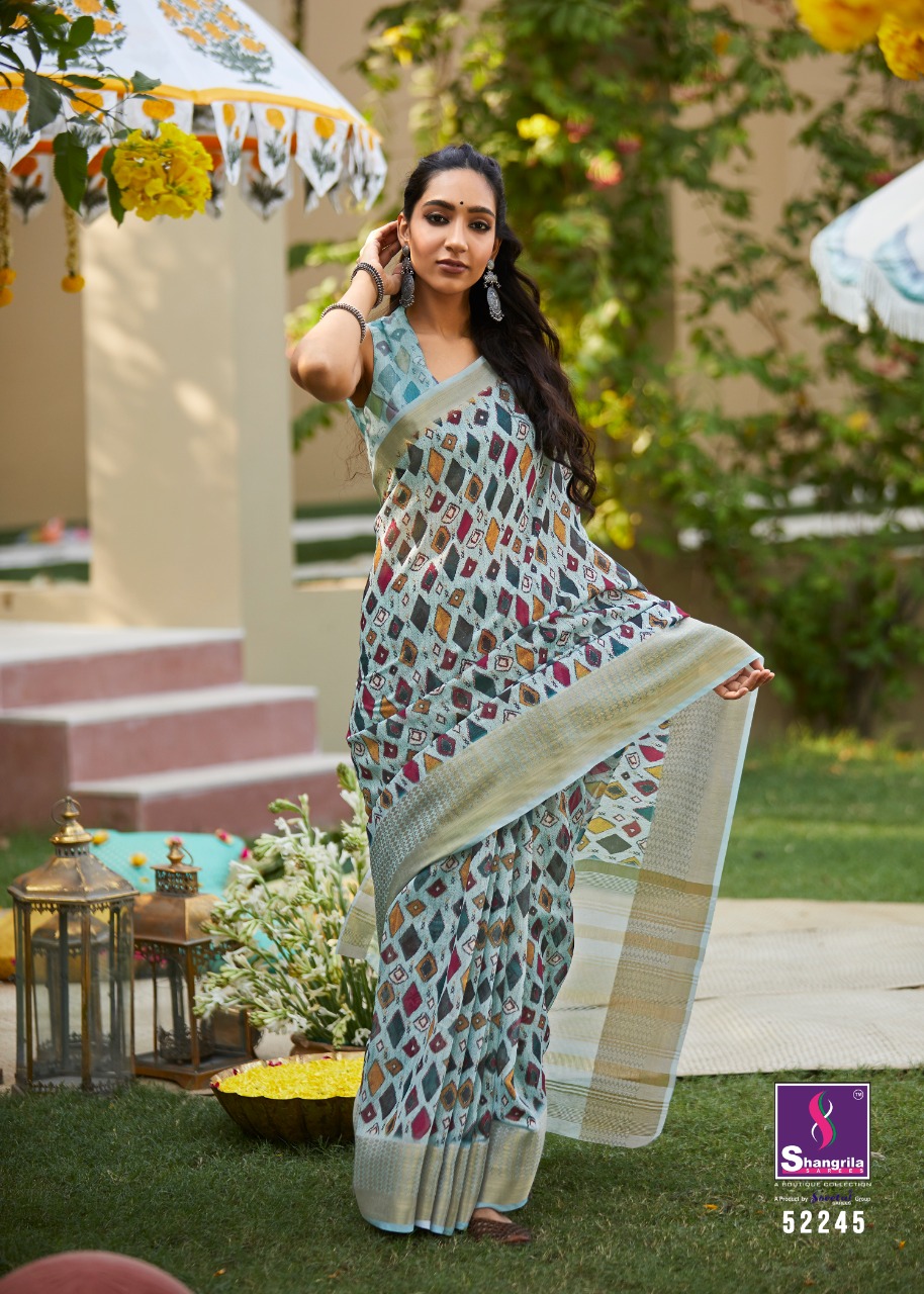 Niharika Digital By Shangrila Soft Linen With Zari Border Saree At Authorized Seller