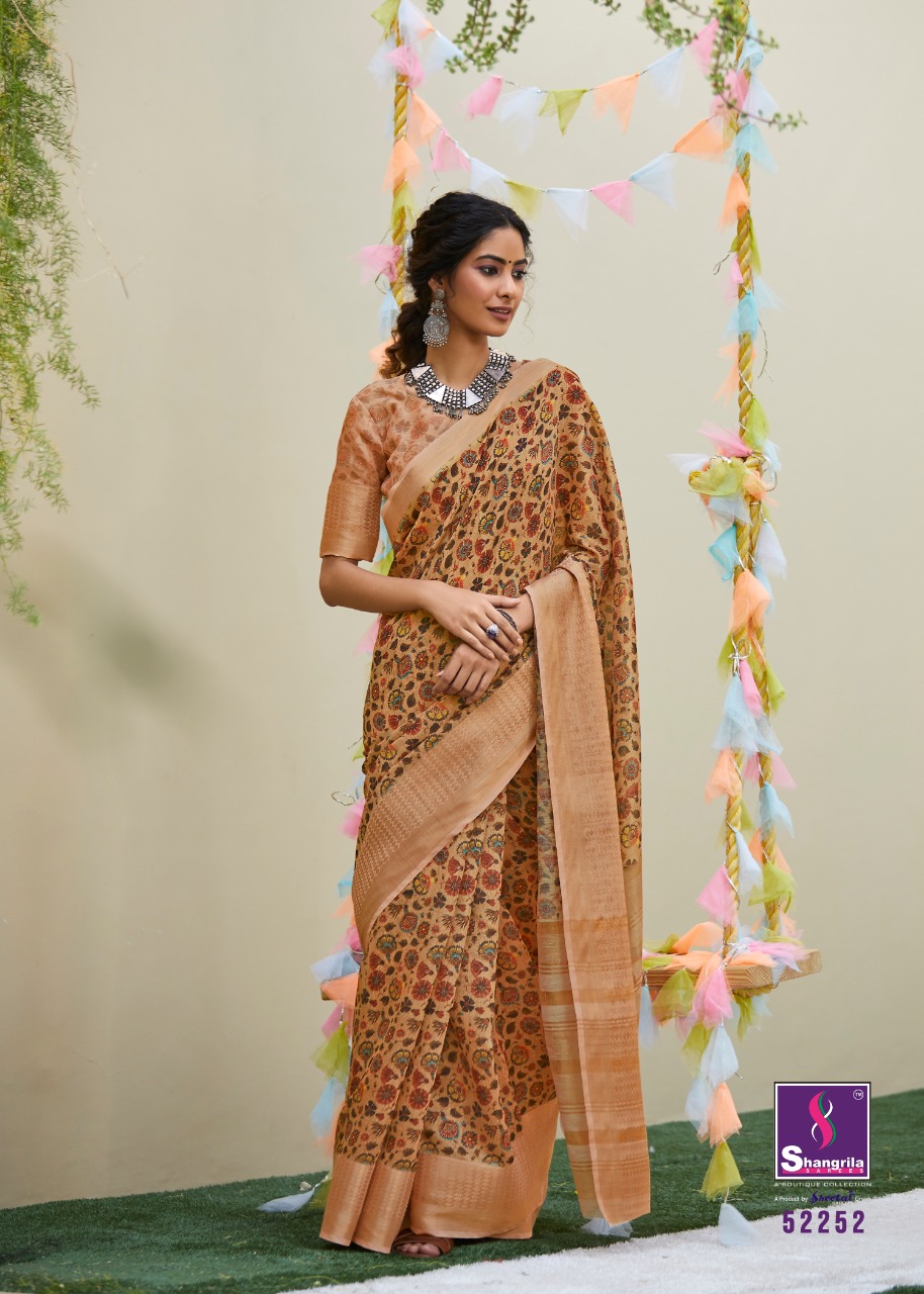 Niharika Digital By Shangrila Soft Linen With Zari Border Saree At Authorized Seller