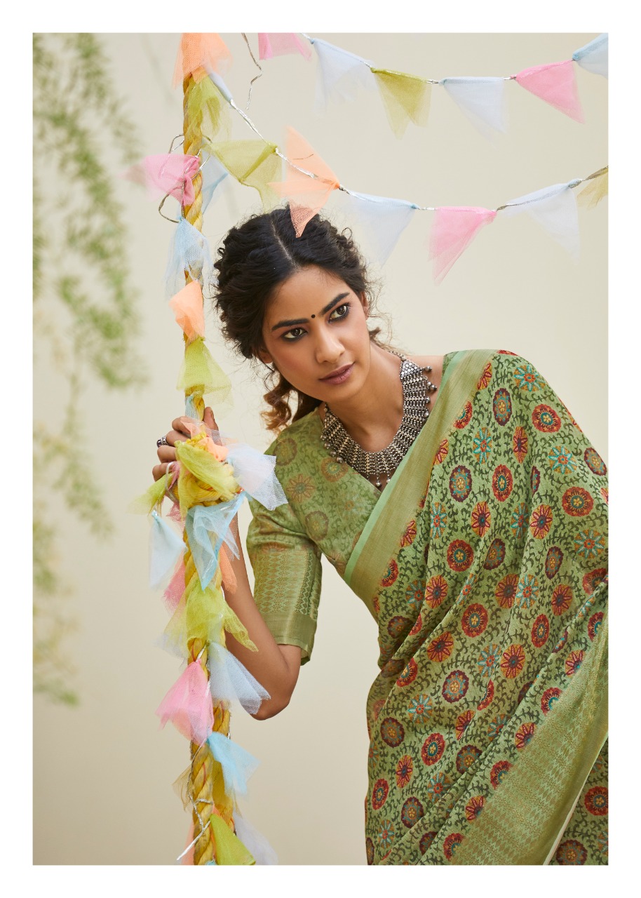 Niharika Digital By Shangrila Soft Linen With Zari Border Saree At Authorized Seller