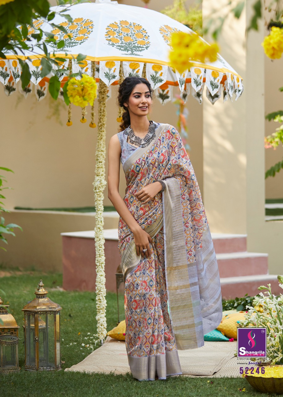 Niharika Digital By Shangrila Soft Linen With Zari Border Saree At Authorized Seller