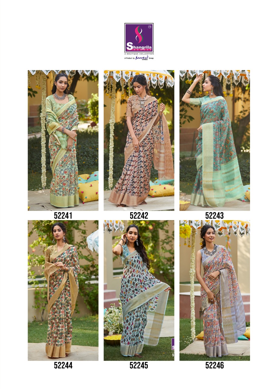 Niharika Digital By Shangrila Soft Linen With Zari Border Saree At Authorized Seller
