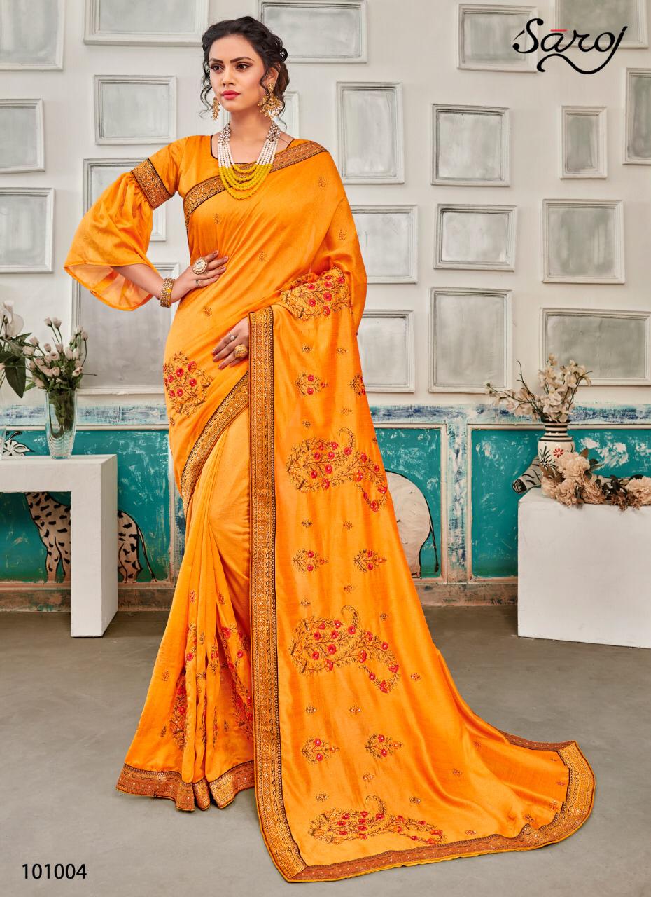 Saroj Launching Sakhiya Vichitra With Embroidery Work Exclusive Saree Catalogs In India