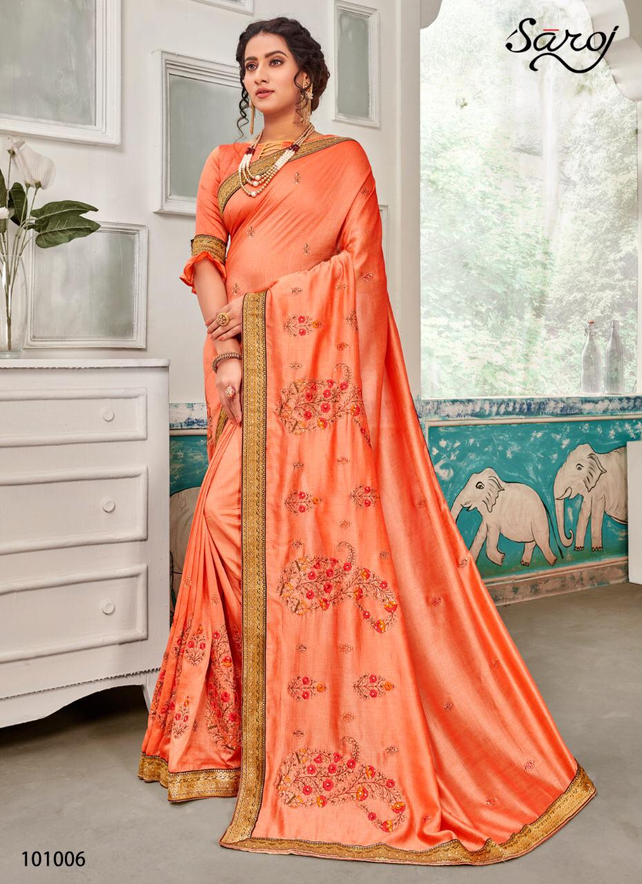 Saroj Launching Sakhiya Vichitra With Embroidery Work Exclusive Saree Catalogs In India