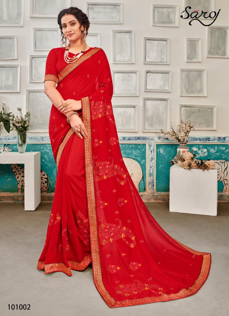 Saroj Launching Sakhiya Vichitra With Embroidery Work Exclusive Saree Catalogs In India