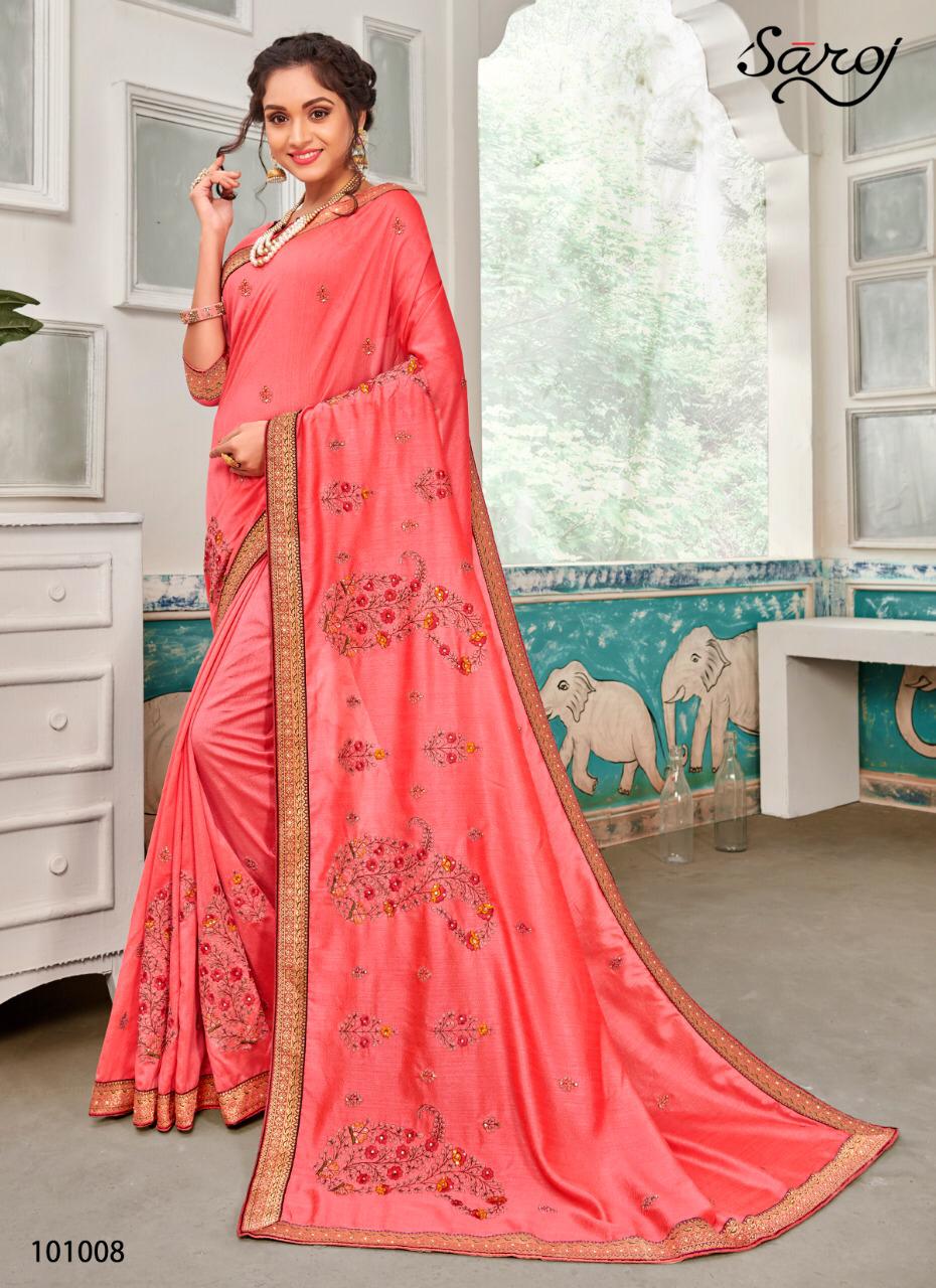 Saroj Launching Sakhiya Vichitra With Embroidery Work Exclusive Saree Catalogs In India