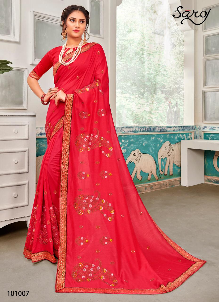Saroj Launching Sakhiya Vichitra With Embroidery Work Exclusive Saree Catalogs In India