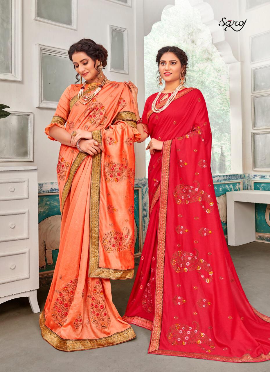 Saroj Launching Sakhiya Vichitra With Embroidery Work Exclusive Saree Catalogs In India