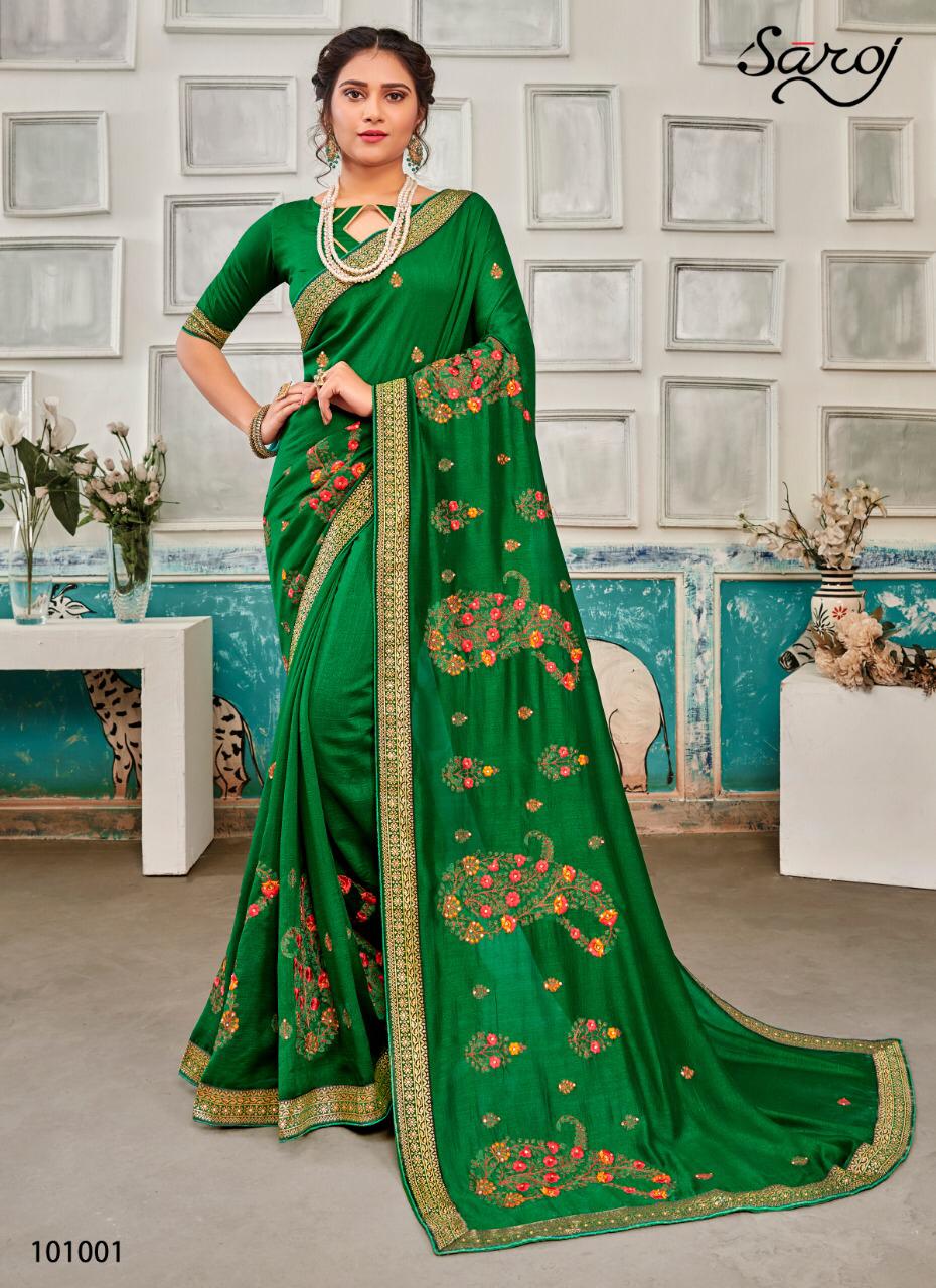 Saroj Launching Sakhiya Vichitra With Embroidery Work Exclusive Saree Catalogs In India