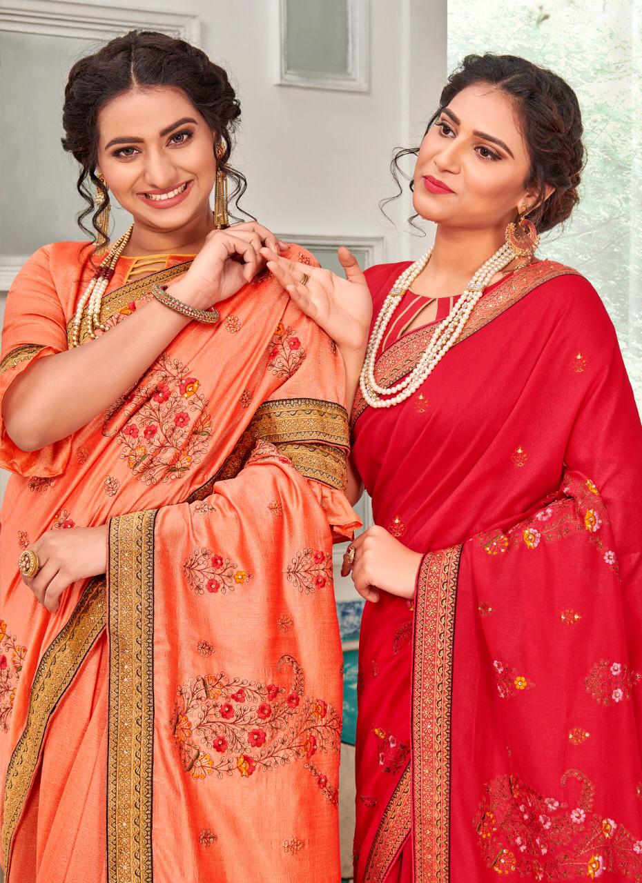 Saroj Launching Sakhiya Vichitra With Embroidery Work Exclusive Saree Catalogs In India