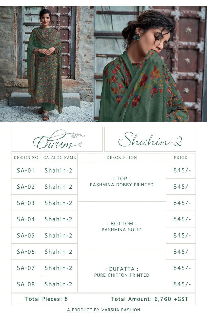 Shahin Vol 2 By Varsha Fashion Pashmina Dobby Printed Exclusive Salwar Suits Catalogs