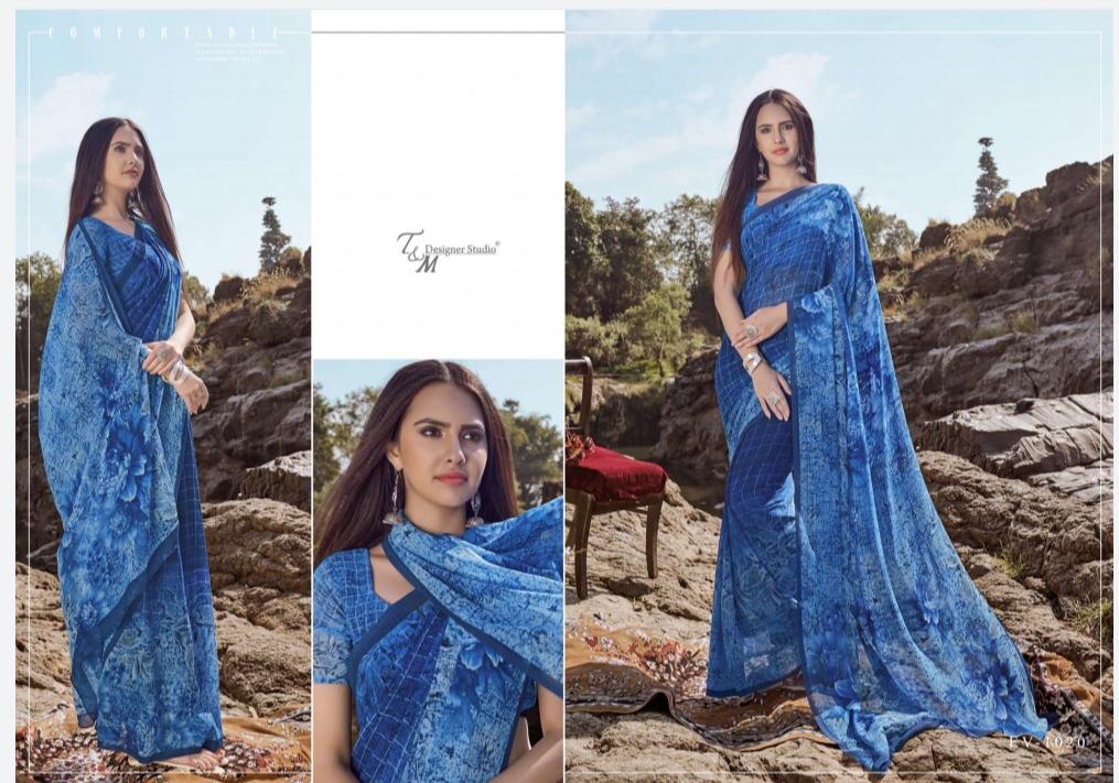 T And M Present Ek Vastra Vol 10 Georgette Digital Print With Border Saree Collection