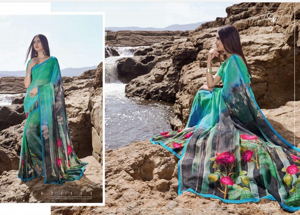 T And M Present Ek Vastra Vol 10 Georgette Digital Print With Border Saree Collection