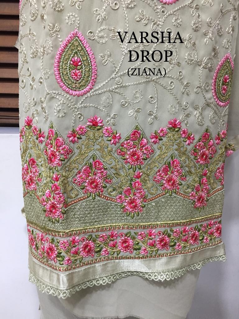 Ziana Presents Varsha Drop Heavy Georgette Fancy Embroidery Work Dress Materials