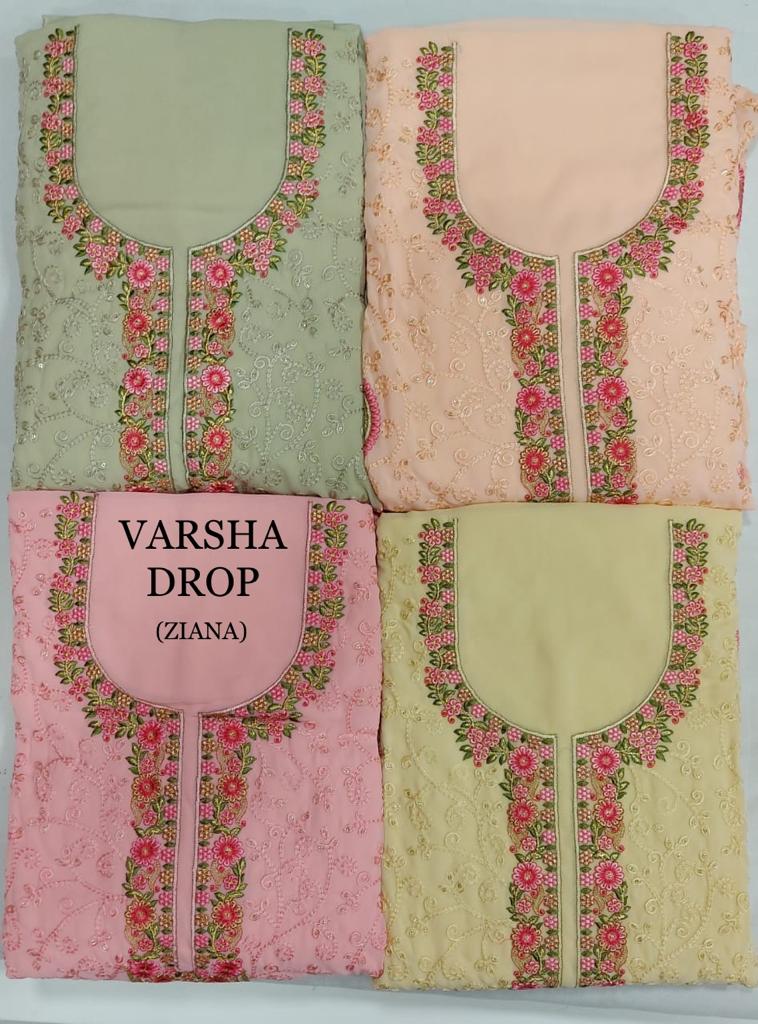 Ziana Presents Varsha Drop Heavy Georgette Fancy Embroidery Work Dress Materials