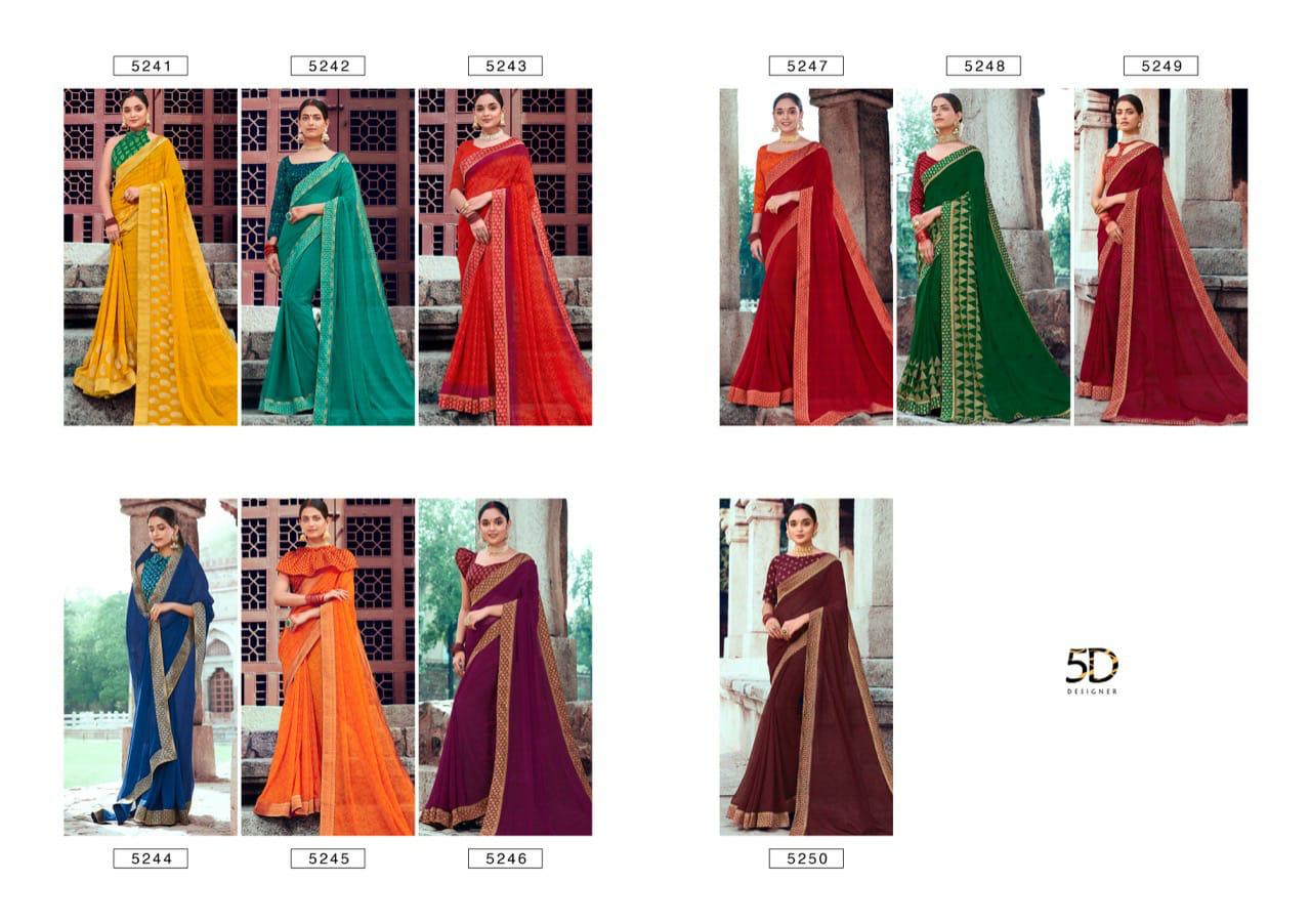 5d Designer Launch Sangini Vol 2 Pure Georgette With Weaving Lace Saree Catalogs