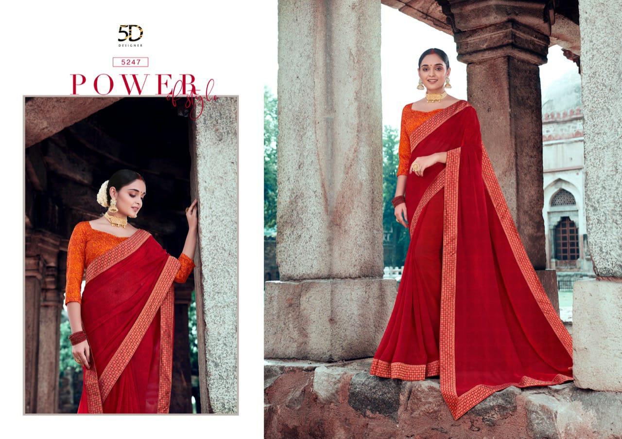 5d Designer Launch Sangini Vol 2 Pure Georgette With Weaving Lace Saree Catalogs