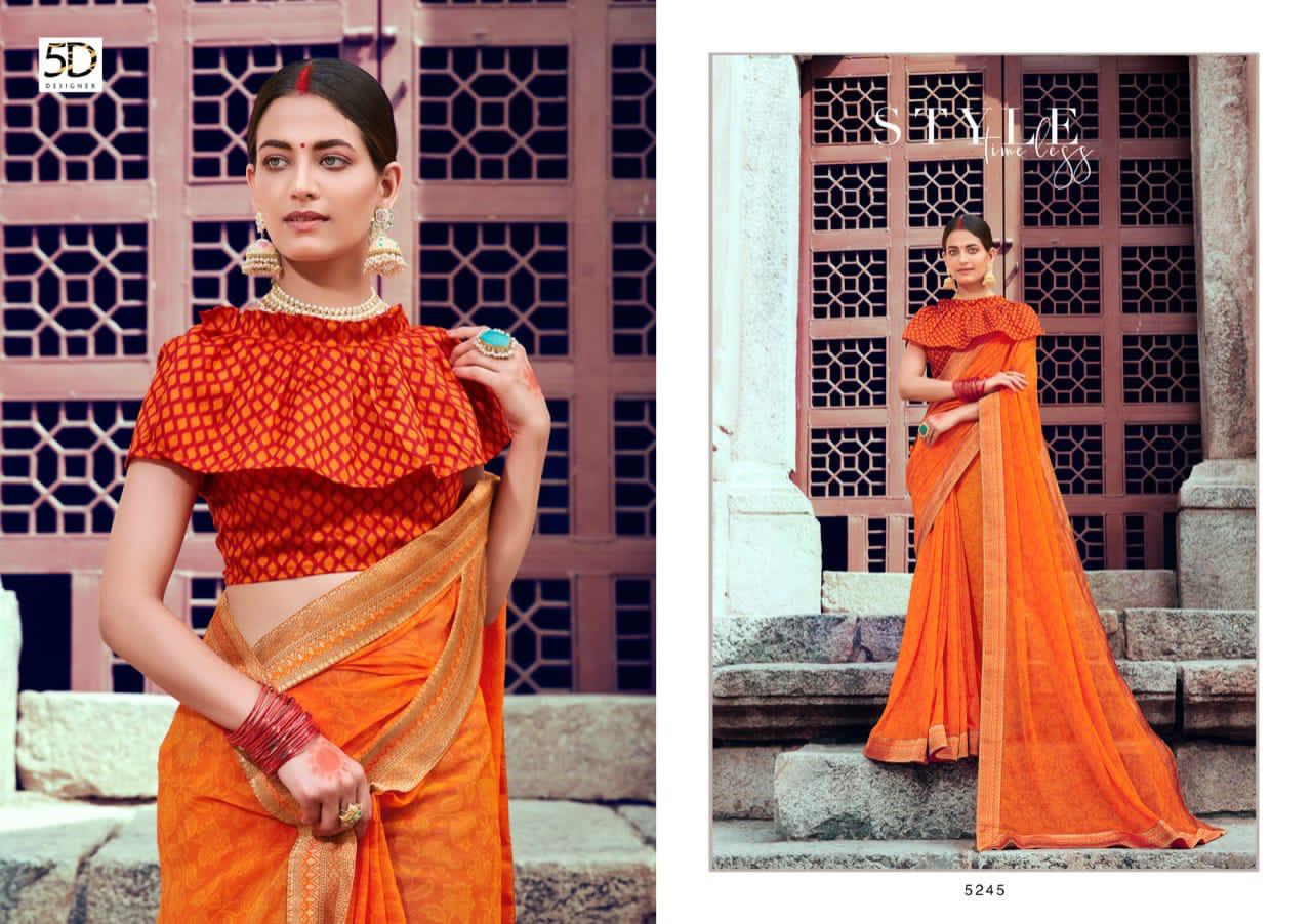5d Designer Launch Sangini Vol 2 Pure Georgette With Weaving Lace Saree Catalogs