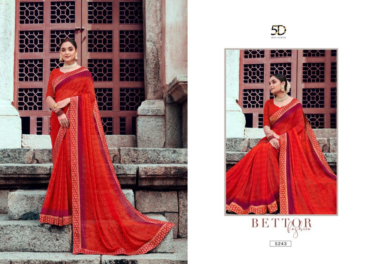 5d Designer Launch Sangini Vol 2 Pure Georgette With Weaving Lace Saree Catalogs