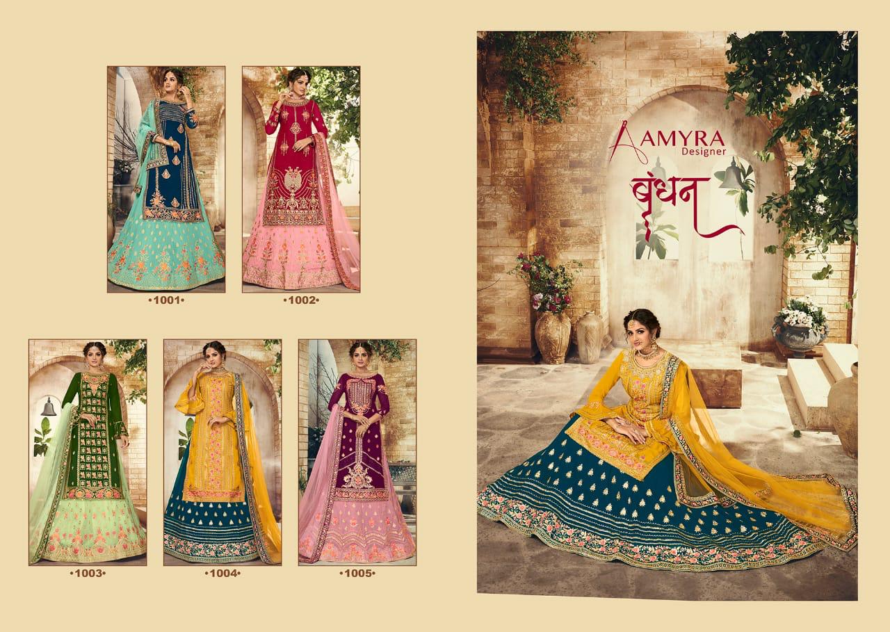 Amyra Designer Bandhan Georgette With Exclusive Embroidery Work Designer Lehenga Style Suits