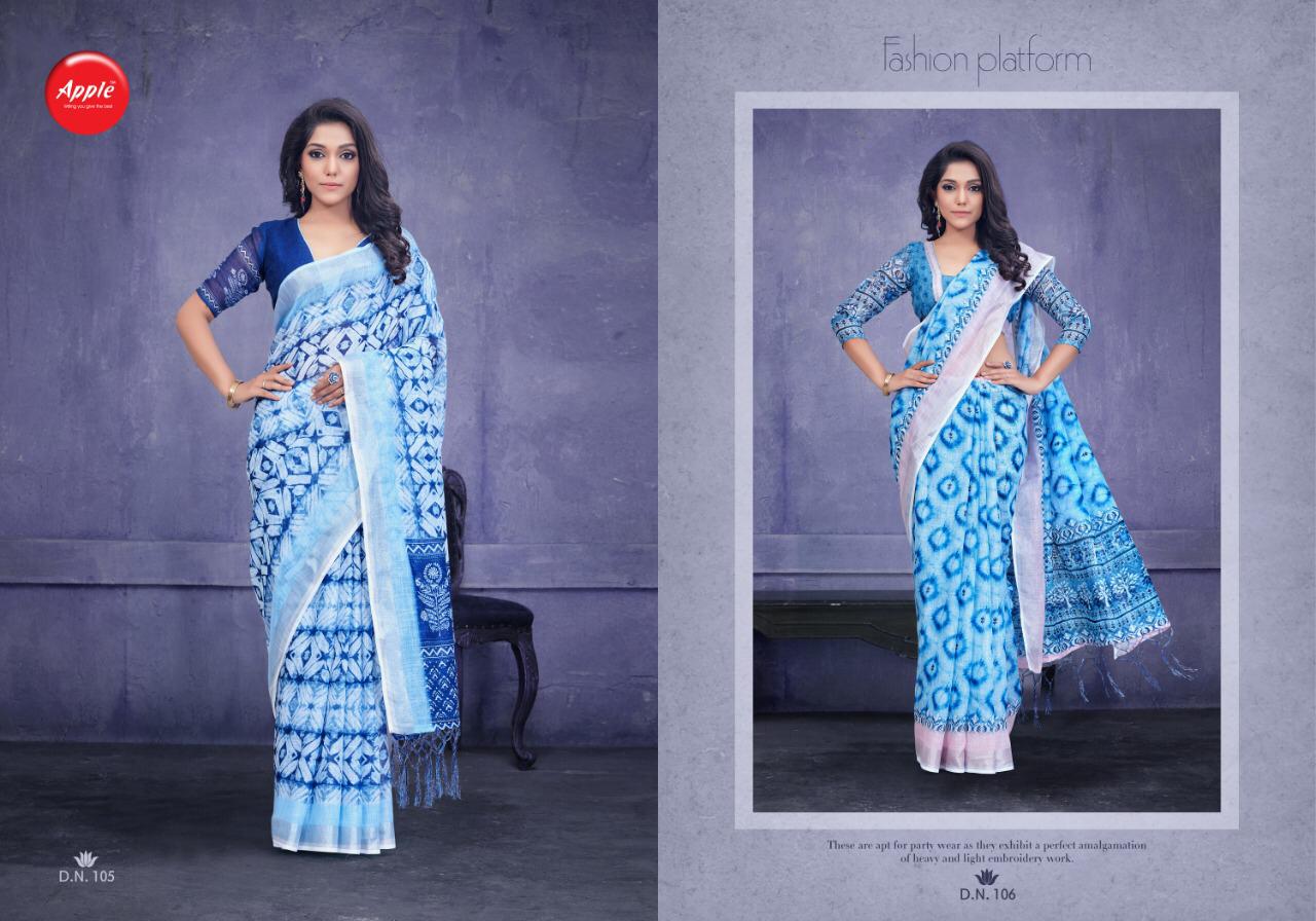 Apple Presenting Indigo Vol 1 Pure Linen Silk Digital Print Saree At Best Price In Surat Market