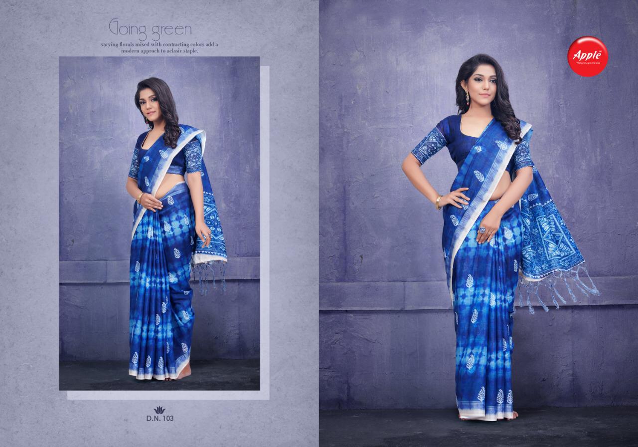 Apple Presenting Indigo Vol 1 Pure Linen Silk Digital Print Saree At Best Price In Surat Market