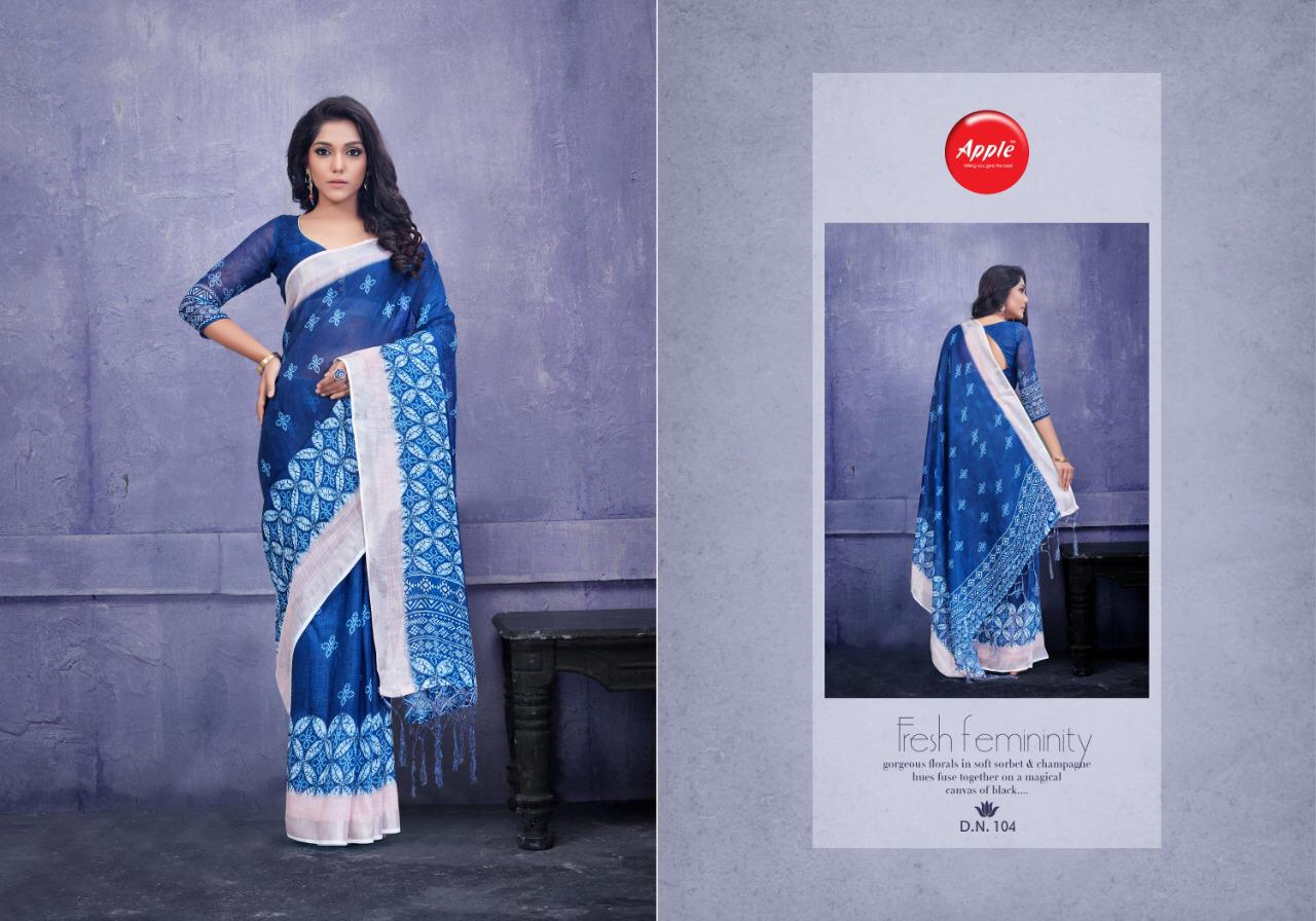 Apple Presenting Indigo Vol 1 Pure Linen Silk Digital Print Saree At Best Price In Surat Market