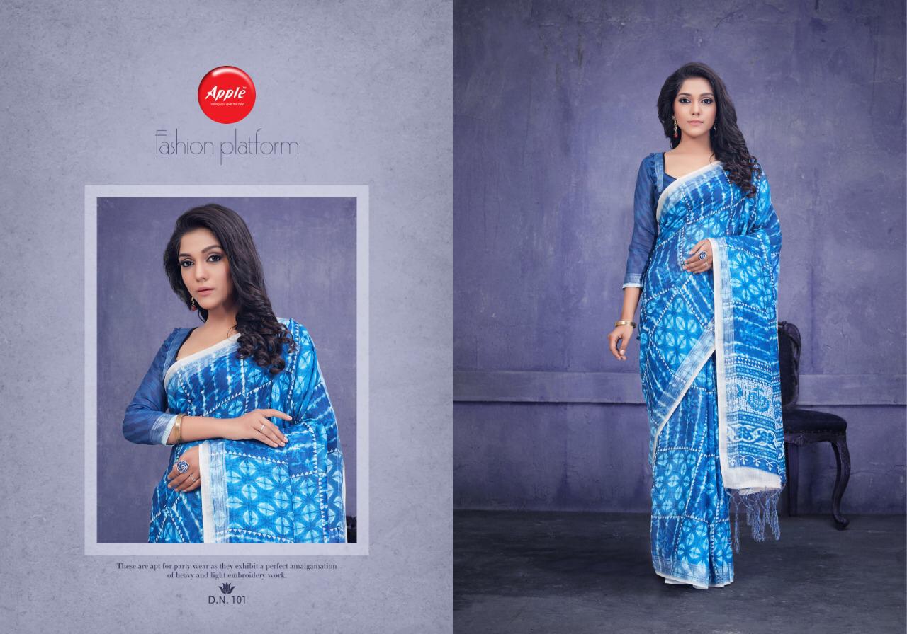 Apple Presenting Indigo Vol 1 Pure Linen Silk Digital Print Saree At Best Price In Surat Market