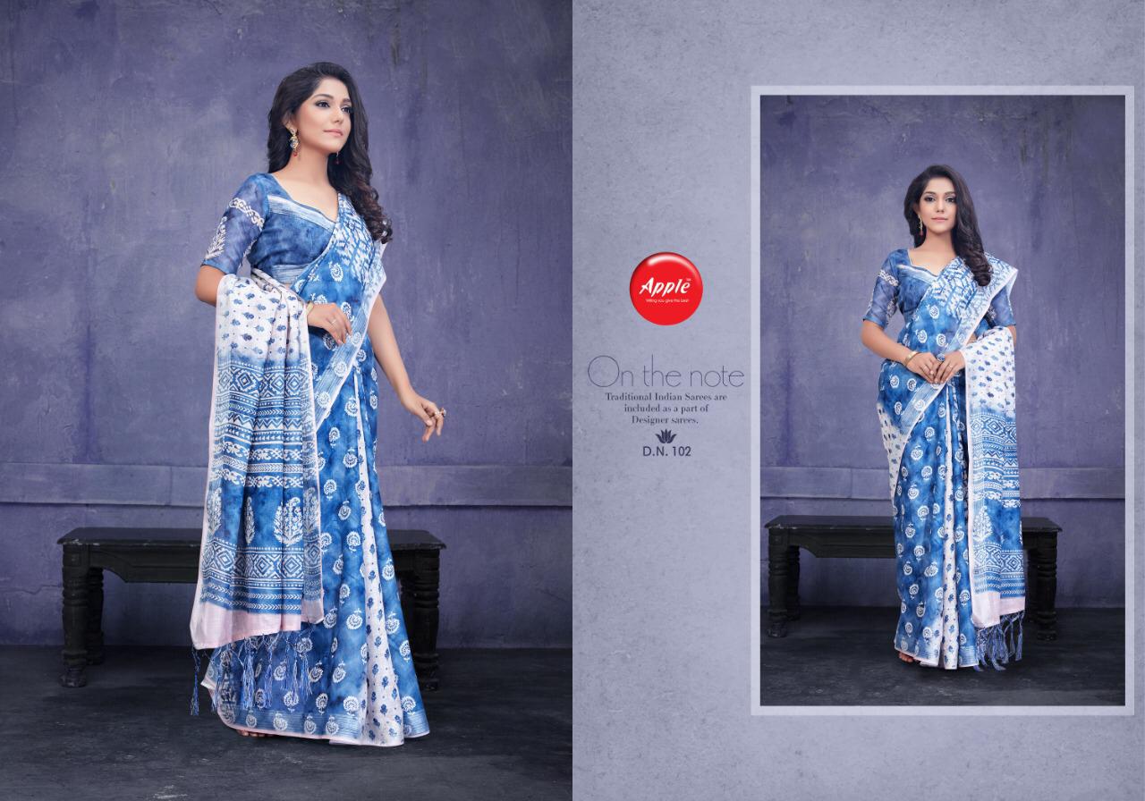 Apple Presenting Indigo Vol 1 Pure Linen Silk Digital Print Saree At Best Price In Surat Market