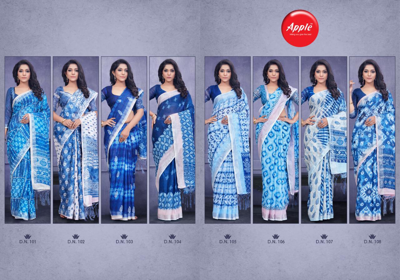 Apple Presenting Indigo Vol 1 Pure Linen Silk Digital Print Saree At Best Price In Surat Market