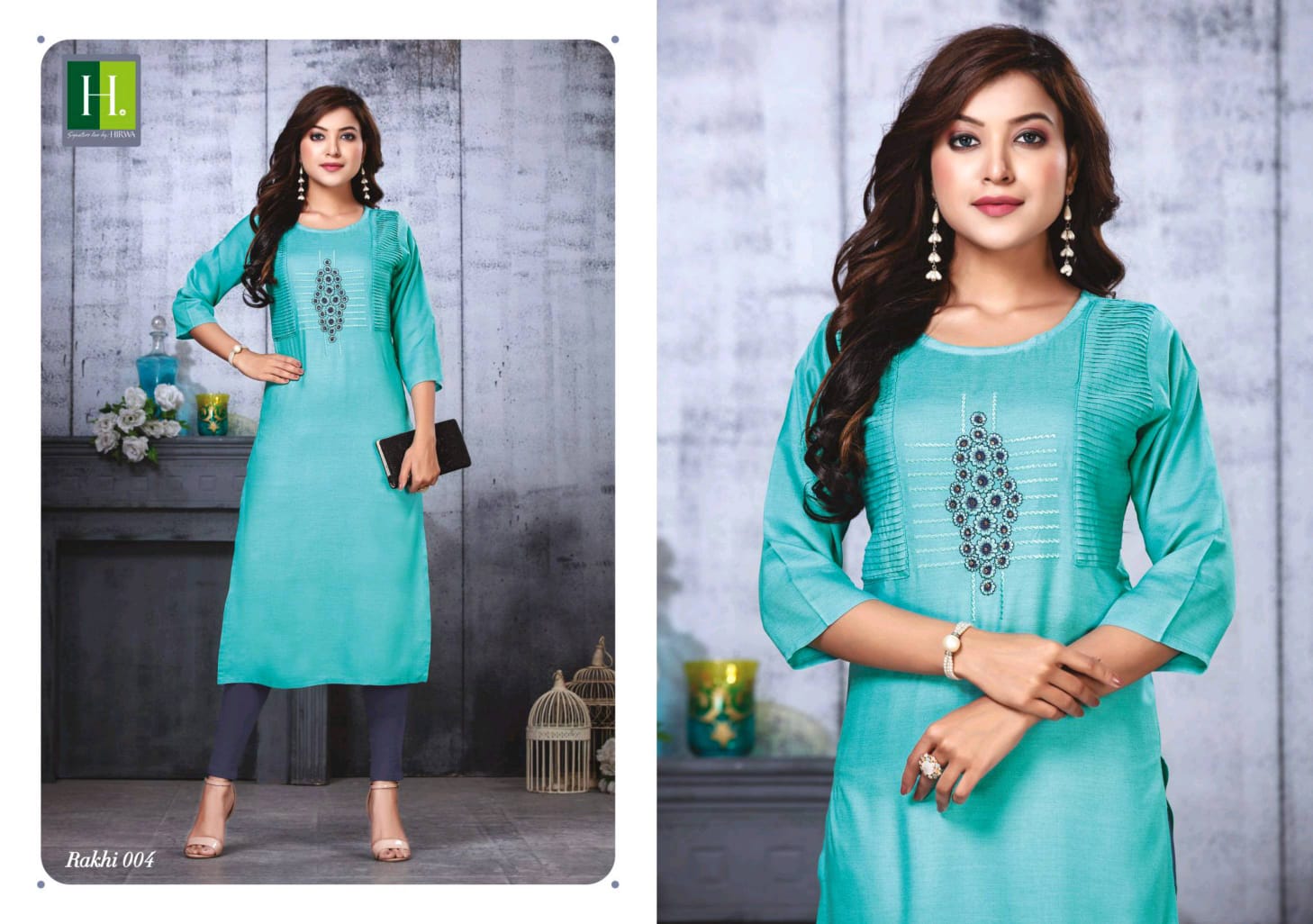 Hirwa Launch Rakhi Vol 3 Rayin With Embroidery Hand Work Kurti Catalogs Seller