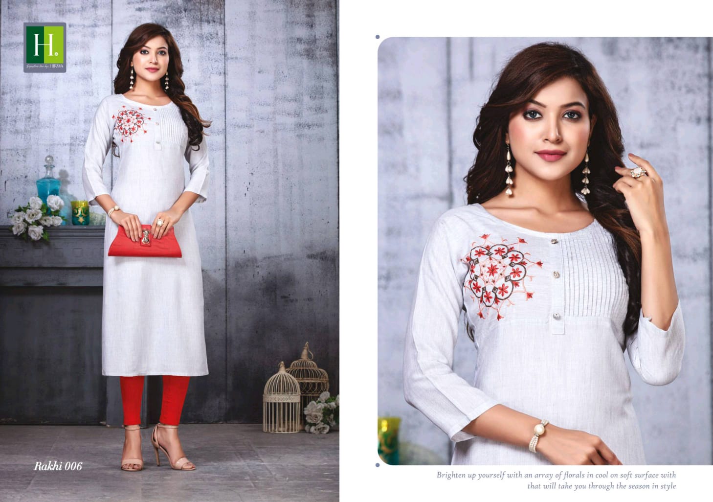 Hirwa Launch Rakhi Vol 3 Rayin With Embroidery Hand Work Kurti Catalogs Seller